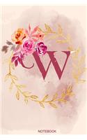 W Notebook: Journal Notebook with one Letter - White unique Softcover Design - Cute gift for Women and Girls - 6" x 9" Dot Grid - Journal, Notebook, Diary, Comp