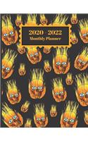 2020-2022 Monthly Planner: Flaming Fire Skulls Halloween Design Cover 2 Year Planner Appointment Calendar Organizer And Journal Notebook 8.5 X 11