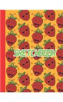 Sketchbook: Cute Blank Notebook for Sketching and Picture Space with Strawberries, Unlined Paper Book for Drawing, Journaling and Doodling, Perfect for Creative