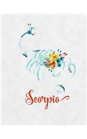 Scorpio Zodiac Creative Notebook Journal: Lined Composition Notebook: 8.5x11, White Paper, College Rule Line Spacing, 150 Pages