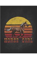 Horse Riding Girl Gifts: Western Horse Girl Cowgirl Wide Rule College Notebook 8.5x11 Awesome gift for horseback riding girl boy kids on a farm