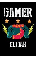 Gamer Elijah: Liniertes Notizbuch für deinen Vornamen
