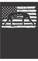 Notebook: Wrestler USA Flag America 4th Of July Murica Gift Vintage Dot Grid 6x9 120 Pages Journal