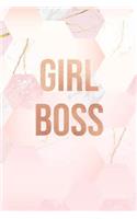 Girl Boss: Pink Marble and Gold Notebook College Ruled Lined Pages 6 X 9 Journal