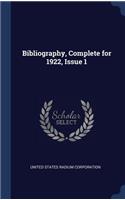 Bibliography, Complete for 1922, Issue 1