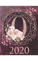 2020 Weekly Planner - Monogram Initial "O": 12-Month Large Print Rose Gold Glitter Purple Letter-Sized A4 Schedule Organizer by 52 Week Cornell Notes Monthly Calendar Designed in USA floral pu(15 2020 Rose Gold Glitter)