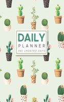 Daily Planner 365 Undated Days: Cactus Print 8"x10" Hourly Agenda, water tracker, fitness log, goal tracker, habit tracker, meal planner, notes, doodles