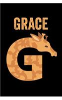 Grace: Journal (Diary, Notebook) Personalized Custom Name Alphabet Giraffe Birthday Gift for Girls