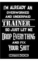 I'm Already An Overworked And Underpaid Trainer. So Just Let Me Drop Everything And Fix Your Shit!: Blank Lined Notebook - Appreciation Gift For Trainer