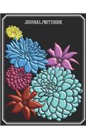 Journal/Notebook: Lined Pages with floral motif corner of pages - 150 pages 7.44" x 9.69" - Flowers Black Cover