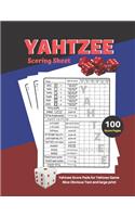 Yahtzee Scoring Sheet