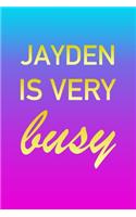 Jayden: I'm Very Busy 2 Year Weekly Planner with Note Pages (24 Months) - Pink Blue Gold Custom Letter J Personalized Cover - 2020 - 2022 - Week Planning - 