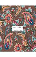 Notebook magic lover: Flower on brown and Dot Graph Line Sketch pages, Extra large (8.5 x 11) inches, 110 pages, White paper, Sketch, Draw and Paint(4 Flower on Brown Notebook)