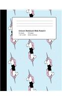 Unicorn Notebook Wide Ruled 4: Lined Composition Book 120 Pages(4 Primary Writing Stationery)
