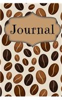 Coffee Bean Pattern Journal: For Coffee Lovers and Writers: Blank Lined Paper Notebook (6x9 Inch - 70 Sheets/140 Pages) with Coffee Bean on Beige Background