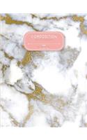 Wide Ruled Composition Notebook 7.44 X 9.69 in L 100 Page: White Gold Marble, Lined Rule Composition Book for Women Girl (Notebooks for School)