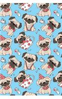 Bullet Journal Notebook Funny Pugs Pattern 9: 112 Page Numbered Dot Grid Bullet Journal with Index Pages and Key Pages in Portable 6 X 9 Size.