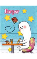 Harper: Personalized Book with Child's Name, Primary Writing Tablet, 65 Sheets of Practice Paper, 1" Ruling, Preschool, Kindergarten, 1st Grade, 8 1/2" X 11