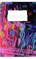 Notebook: Ruled Paper 120 Pages, 6 X 9 Inches, White Paper, Matte Finished Soft Cover (Colorful Abstract Art Lines Shapes Curve Vertical Circle Oil Painting)