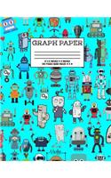 Graph Paper: Notebook Cute Robot Robotic Pattern Cyan Cover Graphing Paper Composition Book Cute Pattern Cover Graphing Paper Composition Book