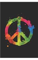 Peace Sign Color Splash: Dotted Bullet Notebook (6 X 9 - 120 Pages) Peace Sign Notebook for Gift / Daily Activity Journals / Diary