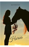 Horses notebook: (6x9) graphpaper 108 pages for journal notes diary