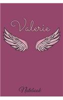Valerie Notebook: A beautiful personalized angel wings soft cover notebook with 100 lined pages in 6x9 inch format. Personal Diary Personalized Journal Customized Jou
