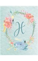 2020-2022 Calendar - Letter H - Light Blue and Pink Floral Design: 3-Year 8.5"x11" Monthly Calendar/Planner - Personalized with Initials.