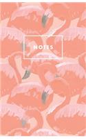 Notes: Peach Pink Flamingo Tropical Palm Beach Paperback Journal / Diary / Notebook with 100 Lined, Cream-colored Pages for Writing Notes and Hand-Painted 