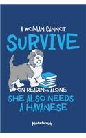 My Funny Havanese Notebook: Cute Notebook, Diary or Journal Gift for Women who are not only Havanese Owners, Breeders, Fans who also love Books, Reading and Novels with 120 Dot