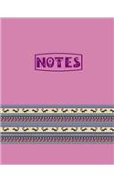Notes: 8.5 X 11 Pink Tribal Pattern / Boho Pattern Composition Book for School or Activities, Softcover, College Ruled, 150 Pages (75 Sheets Front & Back)