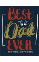 Best Dad Ever: Technical Sketchbook: 5 Degree Polar Coordinates 120 Pages Large Print 8.5" x 11" Polar Graph Paper Notebook