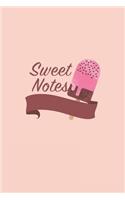 Sweet Notes: 6"x9" Unruled Blank Notebook - Watercolor Texture Sweet Popsicle Dessert Illustration Cover. Matte Softcover And White Interior Papers.
