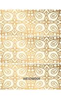 Sketchbook: Graphic Mandala Gold Flowers Cover and Blank pages, Extra large (8.5 x 11) inches, 110 pages, White paper, Sketch, Draw and Paint(5 Graphic Mandala)