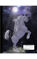 Magical Unicorn In The Moonlight Composition Notebook Graph Paper - 200 Pages / 100 Sheets, 8-1/2" x 11"