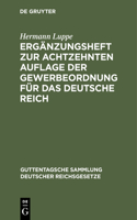 Ergänzungsheft Zur Achtzehnten Auflage Der Gewerbeordnung Für Das Deutsche Reich
