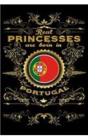 Real Princesses Are Born in Portugal: 6 X 9 Inch Bulleted Dot Grid Journal Notebook for Students, School, as Diary Bullets