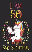 I Am 50 and Beautiful: Notebook and Sketchbook Journal for 50 Year Old Girls and Boys, a Happy Birthday 50 Years Old Composition Book with Magical Stars Cover, 50th Birthd