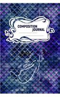 Composition: A 6x9 Inch Matte Softcover Paperback Notebook Journal With 120 Blank Lined Pages -Handwriting Paper-Purple Mermaids Tails