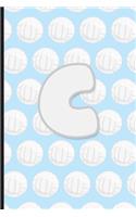 C: Vollyball Monogram Initial Letter C Notebook - 6" x 9" - 120 pages, Wide Ruled- Sports, Athlete, School Notebook