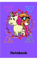 Notebook: Cute Pizza Riding Unicorn Notebook: Compact 6 x 9 inches 110 Cream Paper Blank 4x4 Quad Ruled Notebook / Planner / Diary