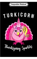 Composition Notebook: Kids Unicorn Turkey Thanksgiving Funny Girls Gift Journal/Notebook Blank Lined Ruled 6x9 100 Pages