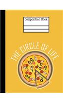 Pizza The Circle Of Life Composition Notebook - College Ruled: 7.44 x 9.69 - 200 Pages - School Student Teacher Office