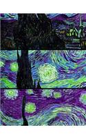 Notebook: Large Lined Notebook Bright Modern Van Gogh Starry Night