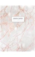 Graph Paper Notebook: Blank Math Composition Book Quad Ruled 4 X 4 (.25) Graphing Paper Rose Gold Silver Marble