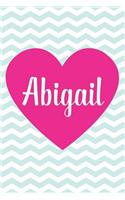 Abigail: Personalized Name Blue and White Chevron Zigzag Pattern Composition Notebook Journal for Girls and Women