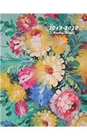 2019-2020 Monthly Planner: Large Two Year Planner with Flower Coloring Pages (Flowers Painting)