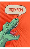 Greyson: Dino Draw and Write Personalized Name Notebook Journal Diary Sketchbook with 120 Lined Pages