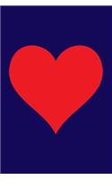 Blank Notebook - 100 Pages - Red Heart on Navy Blue: Unlined / Unruled Cream Paper; Page Numbers; Blank Table of Contents; 6 X 9; 15.2 CM X 22.9 CM