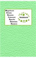 Magnificent Artistic Dynamic Iridescent Specific Optimistic Neoteric Notebook: Madison Bullet Journal with imitation leather texture cover